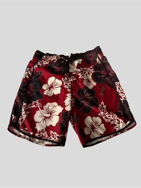 Joe Boxer Red and Black Floral Swim Shorts‎
